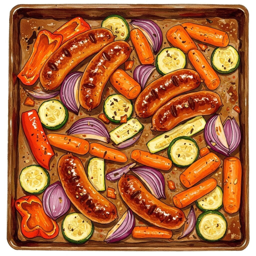 Irresistible Sheet Pan Sausage & Rainbow Veggies