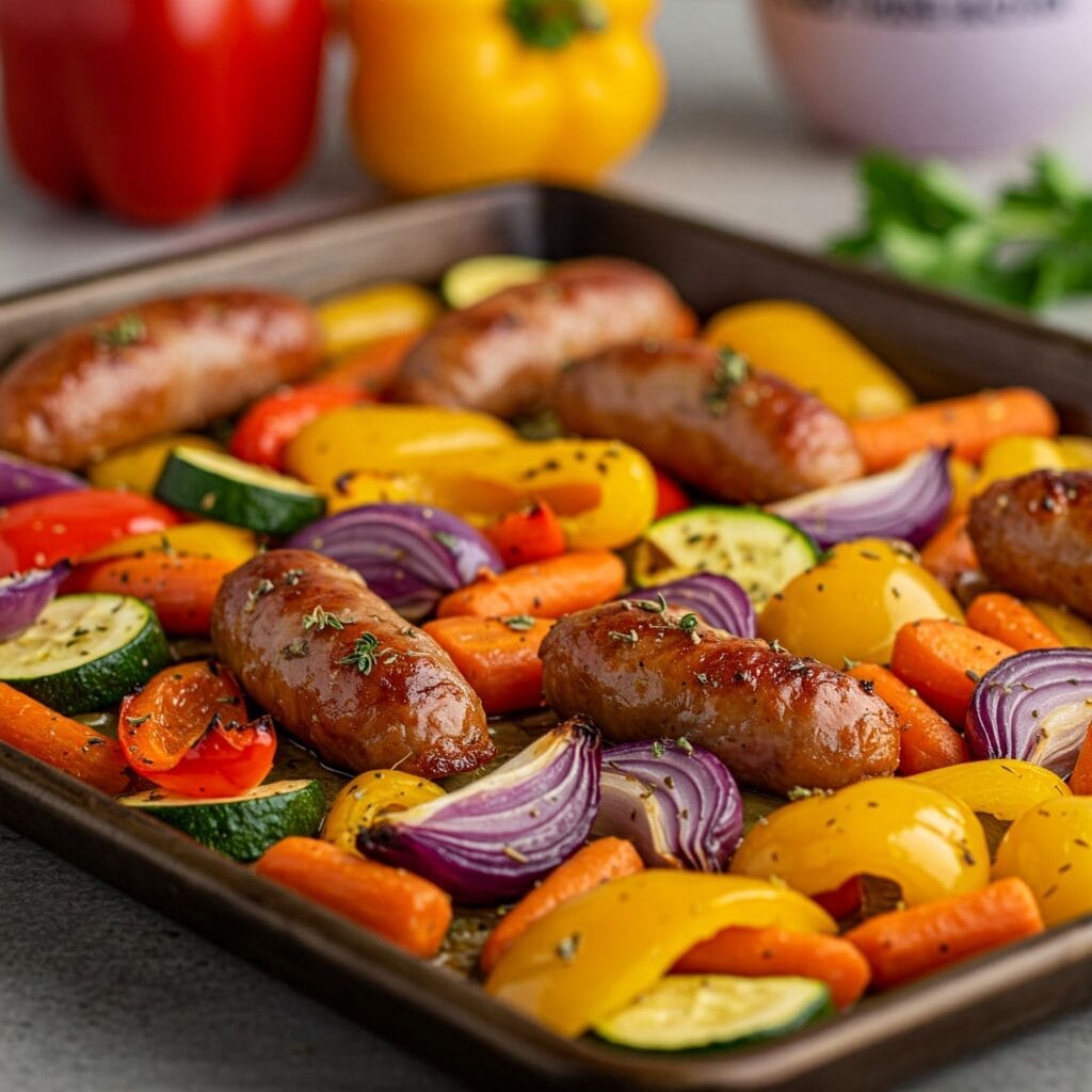 Sheet Pan Sausage & Rainbow Veggies