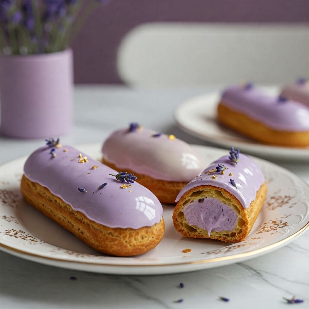 Stunning Lavender-White Chocolate Éclairs